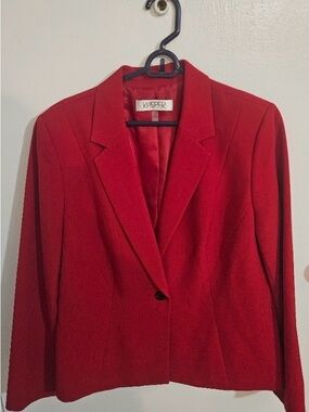 Kasper Red Single-Button Tailored Blazer
